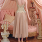 Fascinating Spaghetti Straps Pink Tulle Prom Dress 3D Floral Lace A-Line Evening Dress C8662