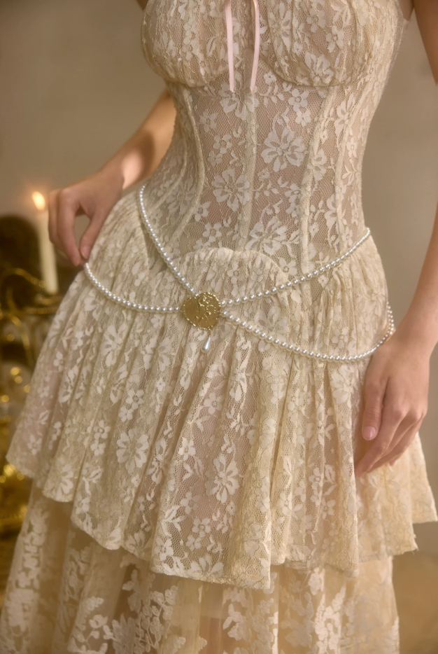 Robe de bal de princesse bustier à volants en satin long, robe de soirée C8117