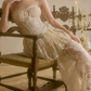 Robe de bal de princesse bustier à volants en satin long, robe de soirée C8117