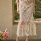 Unique Strapless Pink Prom Dress Floral Lace Sheath Evening Dress C8665