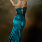 Classical Strapless Teal Prom Dress Satin Sheath Evening Dress C8667