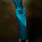 Classical Strapless Teal Prom Dress Satin Sheath Evening Dress C8667