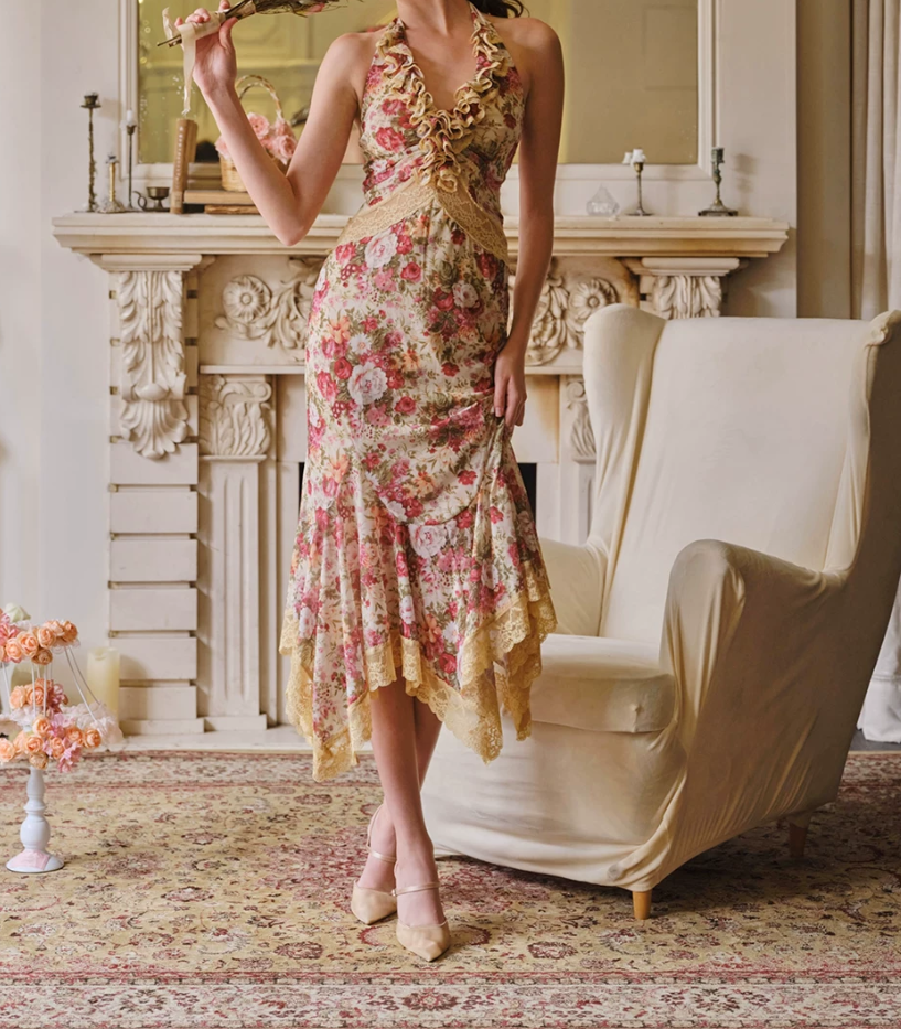 Robe de bal de princesse bustier à volants en satin long, robe de soirée C8117