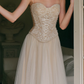 Robe de bal de princesse bustier à volants en satin long, robe de soirée C8117