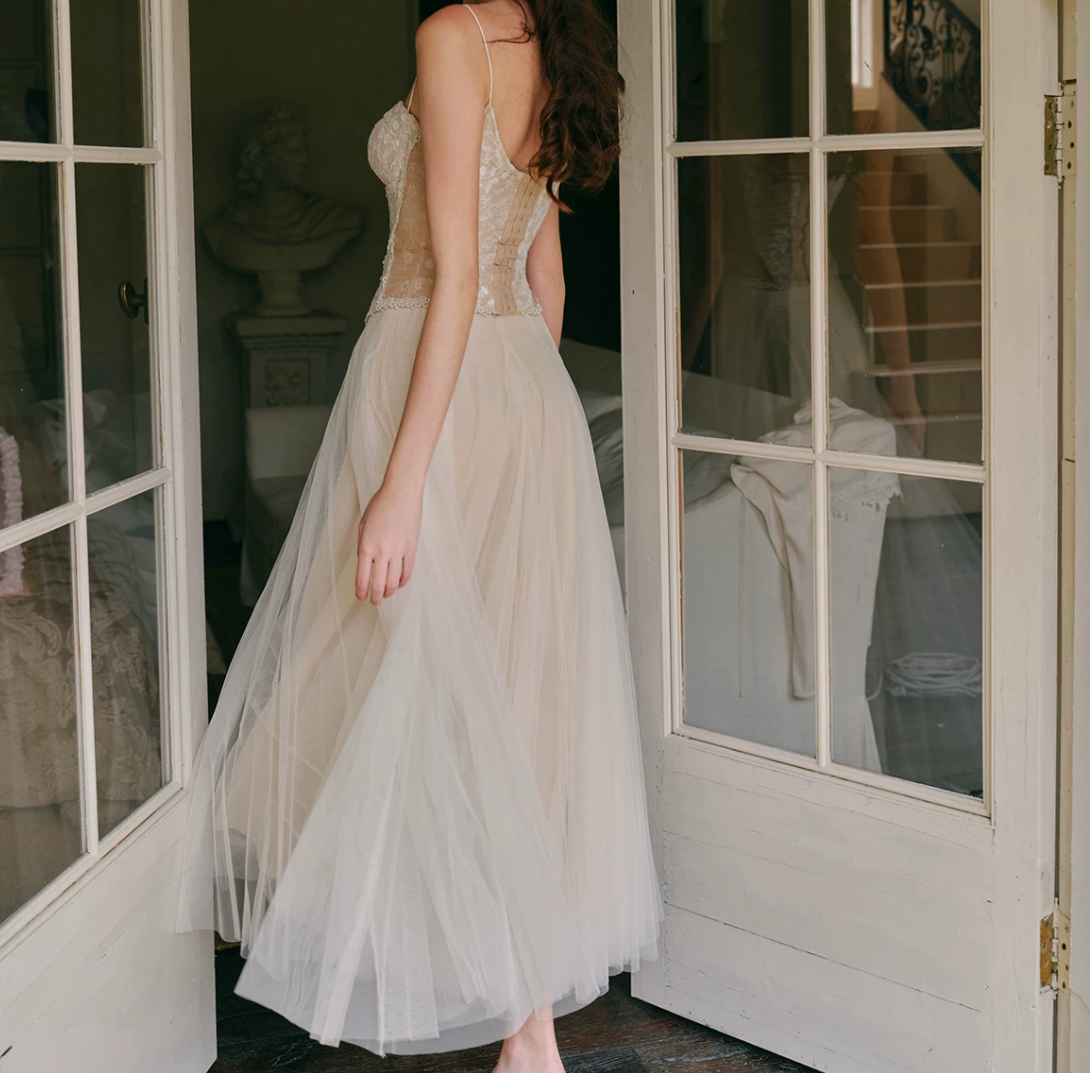 Robe de bal de princesse bustier à volants en satin long, robe de soirée C8117