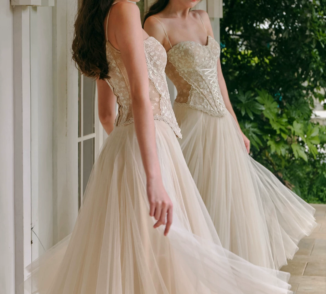 Robe de bal de princesse bustier à volants en satin long, robe de soirée C8117