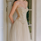 Robe de bal de princesse bustier à volants en satin long, robe de soirée C8117