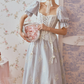 Ornate Short Sleeve Lace Prom Dress Pastel Blue A-Line Evening Dress C8670