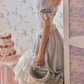 Ornate Short Sleeve Lace Prom Dress Pastel Blue A-Line Evening Dress C8670