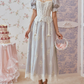 Ornate Short Sleeve Lace Prom Dress Pastel Blue A-Line Evening Dress C8670