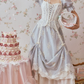 Ornate Short Sleeve Lace Prom Dress Pastel Blue A-Line Evening Dress C8670
