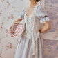 Ornate Short Sleeve Lace Prom Dress Pastel Blue A-Line Evening Dress C8670