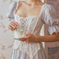 Ornate Short Sleeve Lace Prom Dress Pastel Blue A-Line Evening Dress C8670