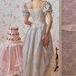 Ornate Short Sleeve Lace Prom Dress Pastel Blue A-Line Evening Dress C8670