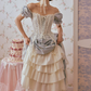 Ornate Short Sleeve Lace Prom Dress Pastel Blue A-Line Evening Dress C8670