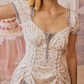 Glam Short Sleeve Floral Homecoming Dress Ruffles Lace A-Line Birthday Dress C8671