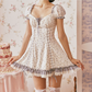 Glam Short Sleeve Floral Homecoming Dress Ruffles Lace A-Line Birthday Dress C8671