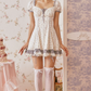 Glam Short Sleeve Floral Homecoming Dress Ruffles Lace A-Line Birthday Dress C8671