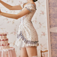 Glam Short Sleeve Floral Homecoming Dress Ruffles Lace A-Line Birthday Dress C8671