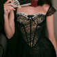 Trendy Spaghetti Straps Black Prom Dress Polka Dots Tulle A-Line Evening Dress C8672
