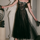 Trendy Spaghetti Straps Black Prom Dress Polka Dots Tulle A-Line Evening Dress C8672