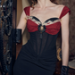 Robe de bal de princesse bustier à volants en satin long, robe de soirée C8117