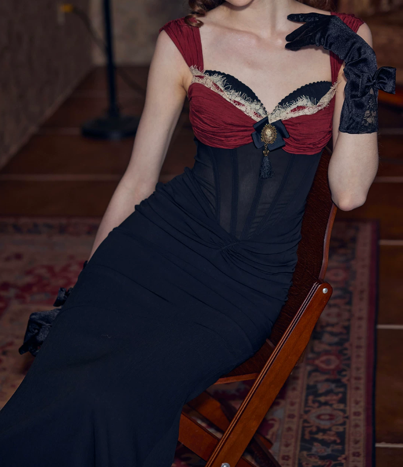 Robe de bal de princesse bustier à volants en satin long, robe de soirée C8117