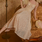 Romantic Spaghetti Straps Beige Prom Dress Lace A-Line Evening Dress C8675