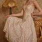 Romantic Spaghetti Straps Beige Prom Dress Lace A-Line Evening Dress C8675