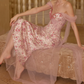 Romantic Off-Shoulder Pink Prom Dress Floral Sheath Tulle Evening Dress C8678