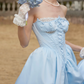 Classical Strapless Blue Prom Dress Lace-Up A-Line Evening Dress C8679