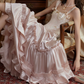 Adorable Spaghetti Straps Beading Pink Prom Dress Jacquard Bodice A-Line Evening Dress C8680