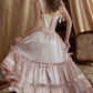 Adorable Spaghetti Straps Beading Pink Prom Dress Jacquard Bodice A-Line Evening Dress C8680