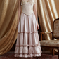 Adorable Spaghetti Straps Beading Pink Prom Dress Jacquard Bodice A-Line Evening Dress C8680