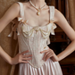 Adorable Spaghetti Straps Beading Pink Prom Dress Jacquard Bodice A-Line Evening Dress C8680
