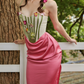 Robe de bal de princesse bustier à volants en satin long, robe de soirée C8117