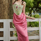 Robe de bal de princesse bustier à volants en satin long, robe de soirée C8117