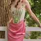 Robe de bal de princesse bustier à volants en satin long, robe de soirée C8117