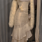 Robe de bal de princesse bustier à volants en satin long, robe de soirée C8117