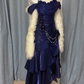 Robe de bal de princesse bustier à volants en satin long, robe de soirée C8117