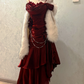 Robe de bal de princesse bustier à volants en satin long, robe de soirée C8117