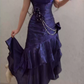 Robe de bal de princesse bustier à volants en satin long, robe de soirée C8117