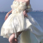 Adorable Strapless Appliques Homecoming Dress Bows Short Sleeve A-Line Birthday Dress C8687