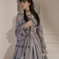 Romantic Butterflies Purple Prom Dress Long Sleeve Ruffles A-Line Evening Dress C8688