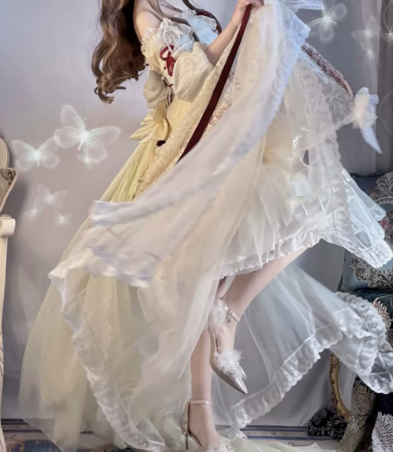 Charming Off-Shoulder Ivory Homecoming Dress Ruffles Bows Short Sleeve A-Line Birthday Dress C8689