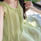 Flowy V Neck Ruffles Prom Dress With Lining Green A-Line Evening Dress C8690