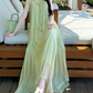 Flowy V Neck Ruffles Prom Dress With Lining Green A-Line Evening Dress C8690
