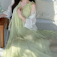 Flowy V Neck Ruffles Prom Dress With Lining Green A-Line Evening Dress C8690