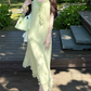 Flowy V Neck Ruffles Prom Dress With Lining Green A-Line Evening Dress C8690