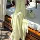 Flowy V Neck Ruffles Prom Dress With Lining Green A-Line Evening Dress C8690